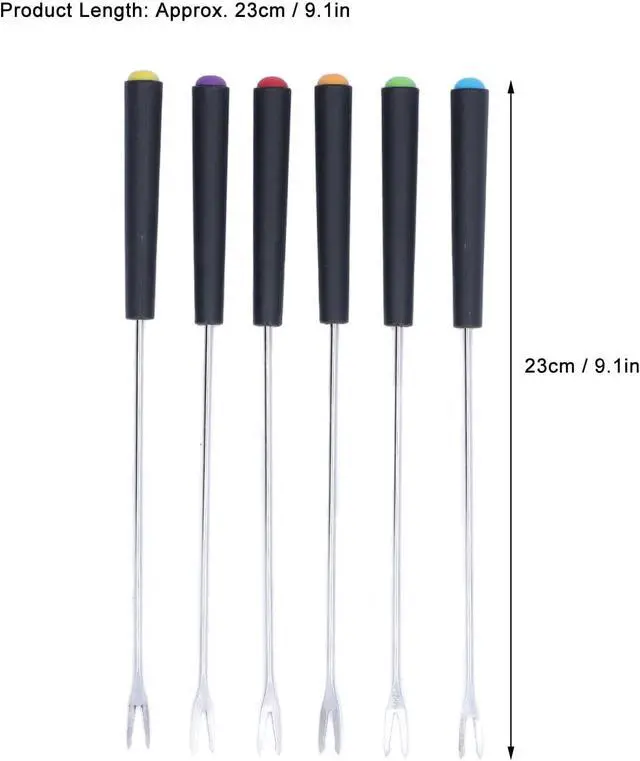Alt view image 3 of 7 - 6Pcs Stainless Steel Fondue Forks, 9.1in Fondue Sticks with Heatproof Color Handle, Fondue Skewers for Grill, Cake, Chocolate, Meat, Fruits, Cheese, Marshmallows, Roast