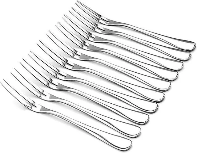 Main image of Crab Stainless Steel Forks, 2 Prong, 5 Inches, Set of 10 | Escargot Fork, Tasting Appetizer Forks, Portable, Cocktail Salad Fruit Forks, For Party Travel