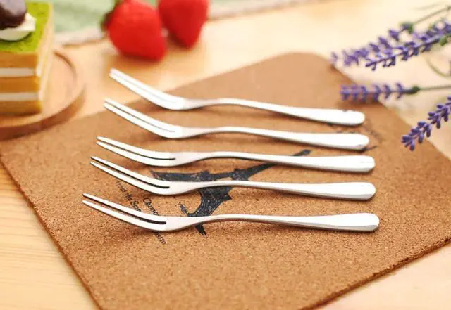 Alt view image 3 of 5 - Crab Stainless Steel Forks, 2 Prong, 5 Inches, Set of 10 | Escargot Fork, Tasting Appetizer Forks, Portable, Cocktail Salad Fruit Forks, For Party Travel