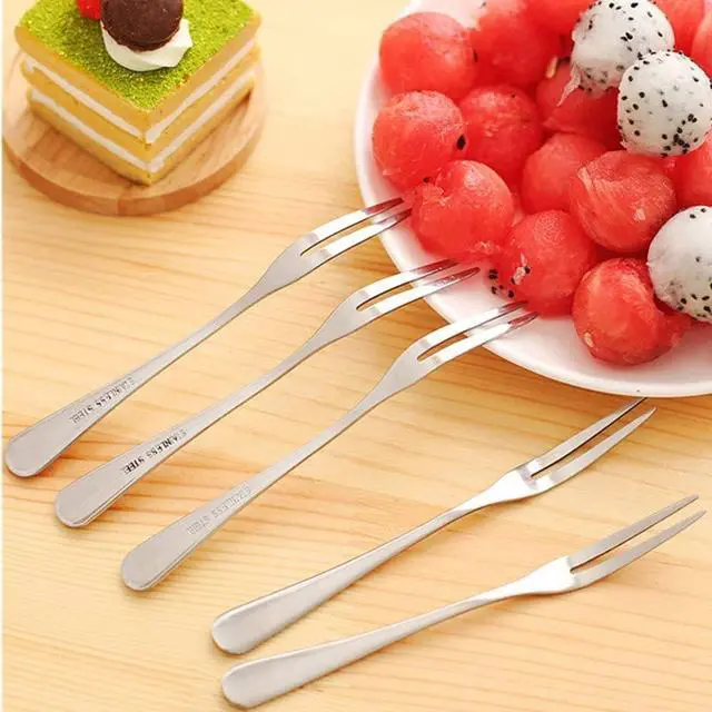 Alt view image 4 of 5 - Crab Stainless Steel Forks, 2 Prong, 5 Inches, Set of 10 | Escargot Fork, Tasting Appetizer Forks, Portable, Cocktail Salad Fruit Forks, For Party Travel
