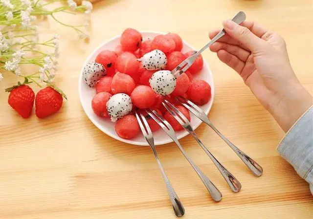 Alt view image 5 of 5 - Crab Stainless Steel Forks, 2 Prong, 5 Inches, Set of 10 | Escargot Fork, Tasting Appetizer Forks, Portable, Cocktail Salad Fruit Forks, For Party Travel