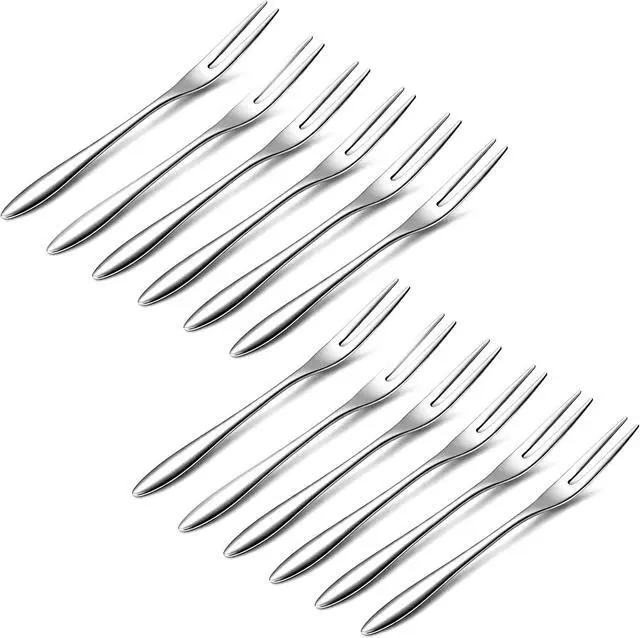 Main image of 12 PCS 5 Inch Crab Stainless Steel Forks,Small Cocktail Salad Dessert Forks 3 Prong Tasting Appetizer Fork Oyster Fork Portable Stainless Steel Dinnerware for Tasting Crab Escargot Party Travel