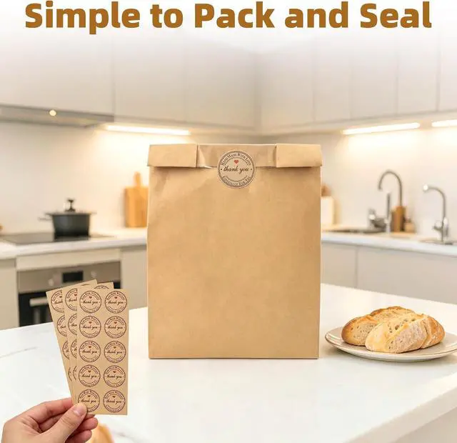 Alt view image 5 of 7 - Homrelaxy 60 Pcs Paper Bread Bags for Homemade Bread Sourdough with Window | Sourdough Bread Bags with 70 Sealing Stickers, Large Brown Bakery Bag, For Bakeries and Gifting