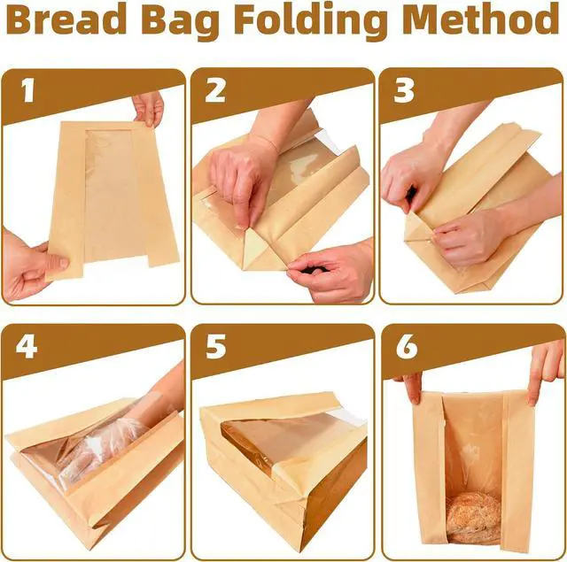 Alt view image 6 of 7 - Homrelaxy 60 Pcs Paper Bread Bags for Homemade Bread Sourdough with Window | Sourdough Bread Bags with 70 Sealing Stickers, Large Brown Bakery Bag, For Bakeries and Gifting