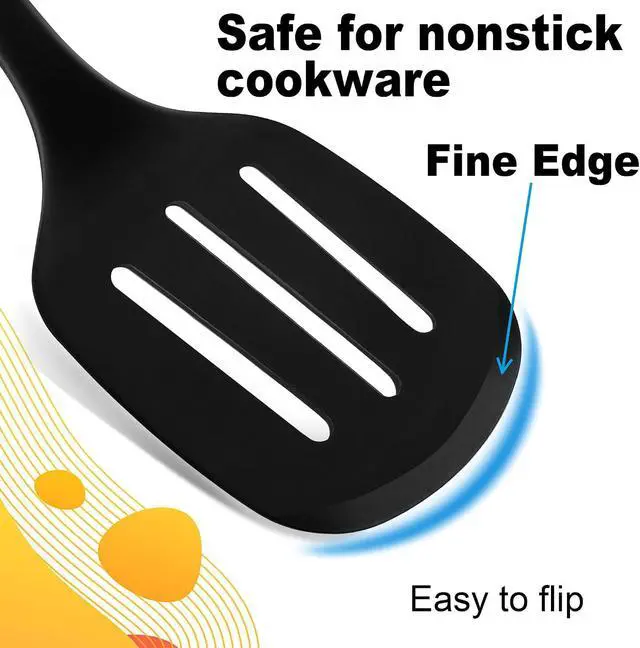 Alt view image 2 of 7 - Heat Resistant Silicone Cooking Spatula and Spoon Set | BPA Free, For Nonstick Cookware, Large Cooking Utensils, For Serving, Mixing, Scraping, Dishwasher Safe