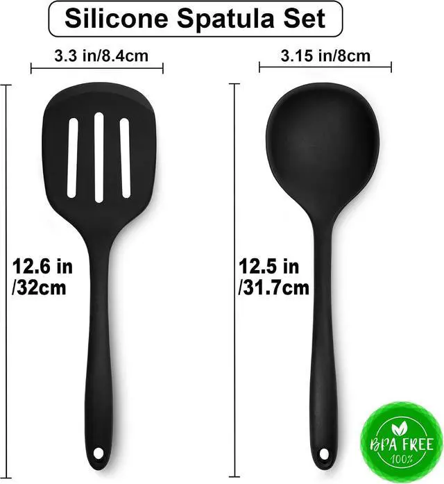 Alt view image 5 of 7 - Heat Resistant Silicone Cooking Spatula and Spoon Set | BPA Free, For Nonstick Cookware, Large Cooking Utensils, For Serving, Mixing, Scraping, Dishwasher Safe