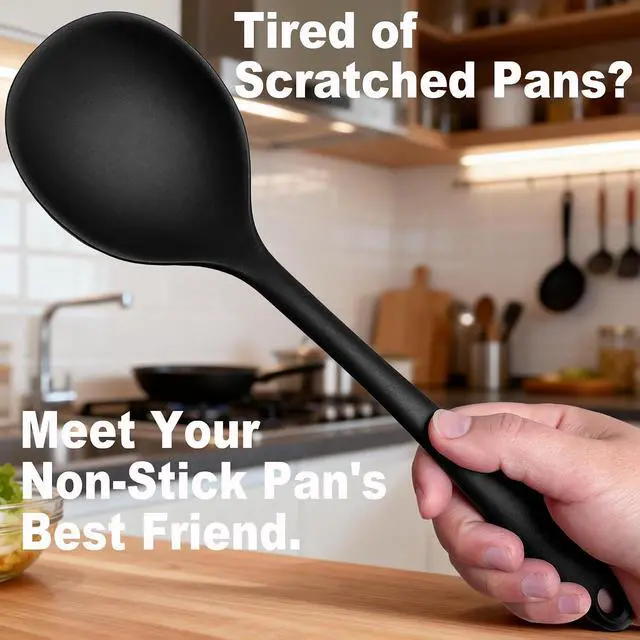 Alt view image 6 of 7 - Heat Resistant Silicone Cooking Spatula and Spoon Set | BPA Free, For Nonstick Cookware, Large Cooking Utensils, For Serving, Mixing, Scraping, Dishwasher Safe