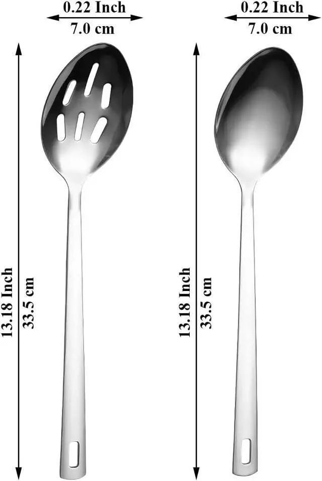 Alt view image 2 of 7 - Kyraton Cooking Spoon Set, Stainless Steel Kitchen Cooking Serving, Solid Spoon, Slotted Spoon, Heat Resistant Handle, Dishwasher Safe, Easy to Clean