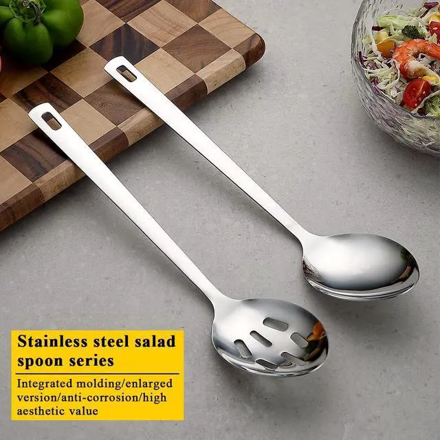 Alt view image 3 of 7 - Kyraton Cooking Spoon Set, Stainless Steel Kitchen Cooking Serving, Solid Spoon, Slotted Spoon, Heat Resistant Handle, Dishwasher Safe, Easy to Clean