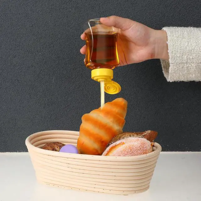 Alt view image 7 of 7 - SynHHergyx 2 Pack Empty Plastic Honey Squeeze Bottles, 180ml/ 6oz Leakproof Honey Dispenser No Drip Squeeze Jars with Flip Lid Condiment Container for Ketchup Mustard Dressing Sauce Batter Oil