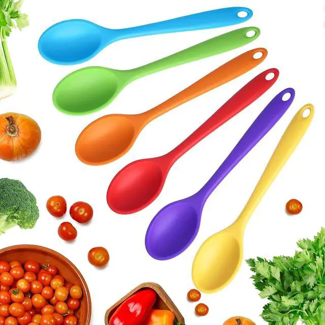 Alt view image 4 of 7 - 2 Pcs Large Silicone Spoons for Cooking, Red | Heat Resistant, Non-Stick, Mixing Spoon, Kitchen Cooking Baking Stirring Mixing Basting Tools