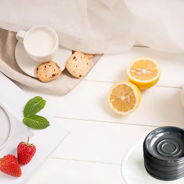 Alt view image 4 of 7 - 100 Pcs Plastic Disposable Sauce Dishes, Dipping Soy Sauce Seasoning Plate Bowls, Mini Condiment Appetizer Tray for Sushi Soy Mustard Vinegar Ketchup BBQ, Black Circular