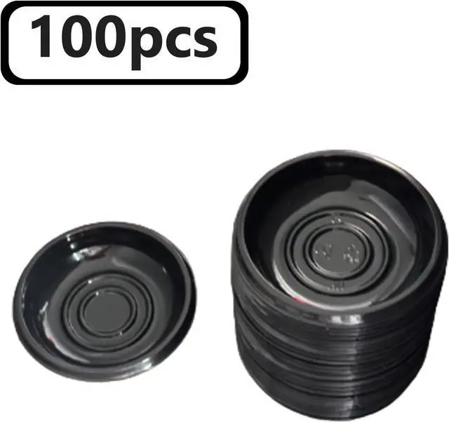 Alt view image 3 of 7 - 100 Pcs Plastic Disposable Sauce Dishes, Dipping Soy Sauce Seasoning Plate Bowls, Mini Condiment Appetizer Tray for Sushi Soy Mustard Vinegar Ketchup BBQ, Black Circular