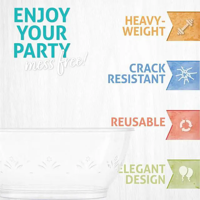 Alt view image 6 of 6 - PLASTICPRO 6 oz Hard plastic Desert Bowls - Ice cream Bowls premium Quality Disposable Clear Bowl Pack of 20