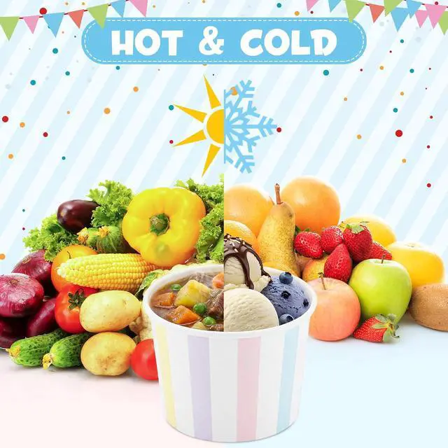 Alt view image 4 of 9 - NatNarr 60 Pcs Ice Cream Cups Disposable, 4 Oz Pastel Treat Cups | 3 Styles Small Paper Bowls Mini Ice Cream Party Supplies for Sundae Dessert Snack Frozen Yogurt Soup