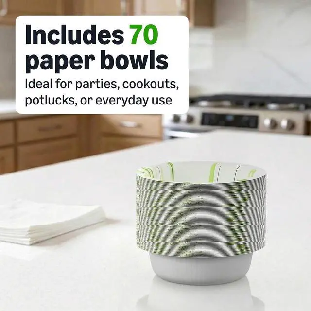 Alt view image 5 of 6 - Amazon Basics Everyday Paper Bowls, 10 Oz, Disposable, 70 Count, White, Packaging May Vary