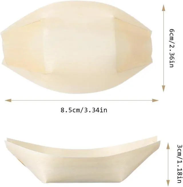 Alt view image 4 of 7 - Toddmomy Sushi Boat Serving Tray 50 pack Mini Wood Boats 3.34 X 2.36 X 1.18 in Disposable Snack Containers for Appetizers Desserts Party Home Dining Japanese Style Tableware