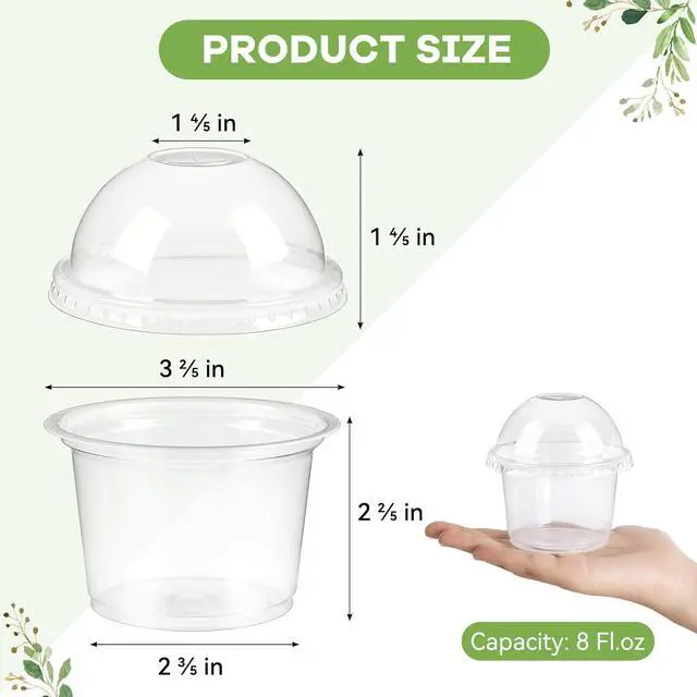 Alt view image 2 of 7 - TOFLEN 8 oz Plastic Dessert Cups with Dome Lids, 25 Pack | Clear, Disposable, Yogurt Parfait Cups with Lids, Individual Party Serving Snack Cups, For Fruit Dessert Cake Pudding