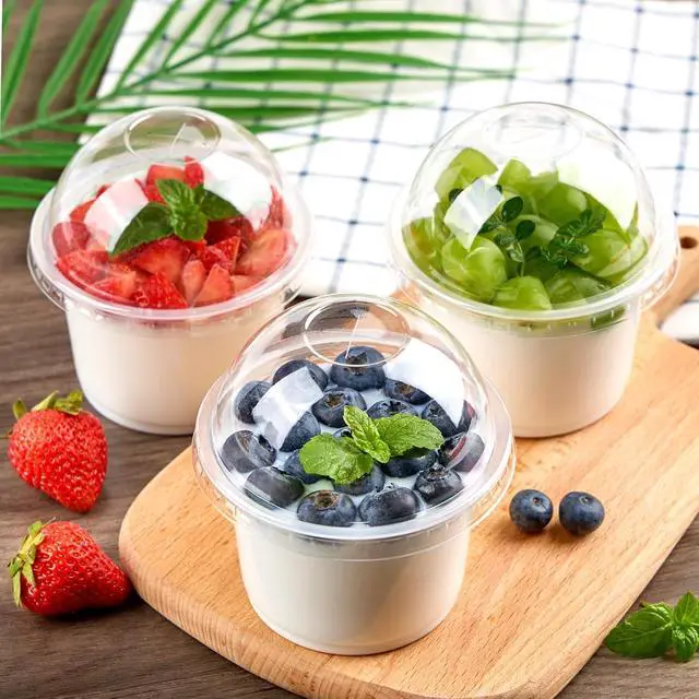 Alt view image 6 of 7 - TOFLEN 8 oz Plastic Dessert Cups with Dome Lids, 25 Pack | Clear, Disposable, Yogurt Parfait Cups with Lids, Individual Party Serving Snack Cups, For Fruit Dessert Cake Pudding