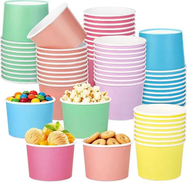 Main image of Kochorie 60 Pieces 8oz Paper Cups Disposable Ice Cream Bowls Solid Color Paper Dessert Yogurt Sundae Bowls Hot or Cold Food Containers for Birthday Baby Shower Summer Party Supplies (6 Pastel Color)