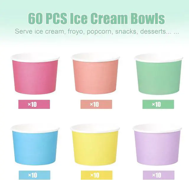 Alt view image 3 of 7 - Kochorie 60 Pieces 8oz Paper Cups Disposable Ice Cream Bowls Solid Color Paper Dessert Yogurt Sundae Bowls Hot or Cold Food Containers for Birthday Baby Shower Summer Party Supplies (6 Pastel Color)