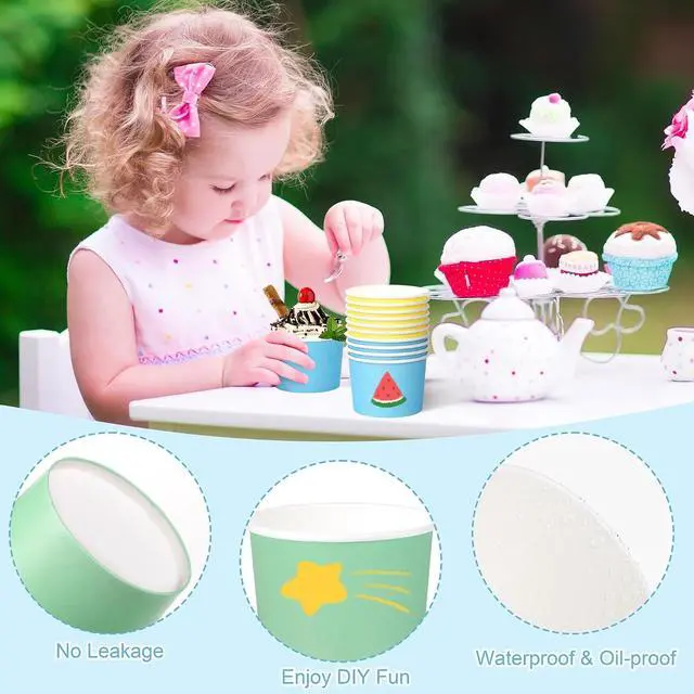 Alt view image 4 of 7 - Kochorie 60 Pieces 8oz Paper Cups Disposable Ice Cream Bowls Solid Color Paper Dessert Yogurt Sundae Bowls Hot or Cold Food Containers for Birthday Baby Shower Summer Party Supplies (6 Pastel Color)