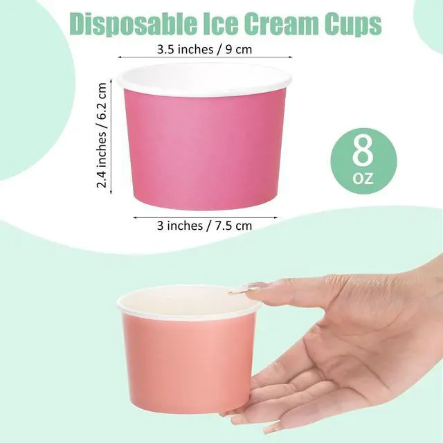 Alt view image 2 of 7 - Kochorie 60 Pieces 8oz Paper Cups Disposable Ice Cream Bowls Solid Color Paper Dessert Yogurt Sundae Bowls Hot or Cold Food Containers for Birthday Baby Shower Summer Party Supplies (6 Pastel Color)