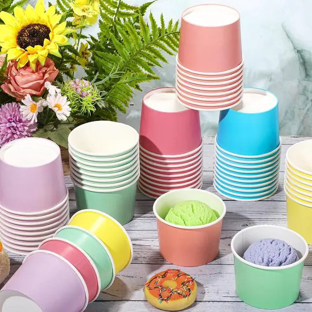 Alt view image 6 of 7 - Kochorie 60 Pieces 8oz Paper Cups Disposable Ice Cream Bowls Solid Color Paper Dessert Yogurt Sundae Bowls Hot or Cold Food Containers for Birthday Baby Shower Summer Party Supplies (6 Pastel Color)