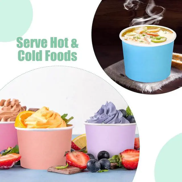 Alt view image 5 of 7 - Kochorie 60 Pieces 8oz Paper Cups Disposable Ice Cream Bowls Solid Color Paper Dessert Yogurt Sundae Bowls Hot or Cold Food Containers for Birthday Baby Shower Summer Party Supplies (6 Pastel Color)