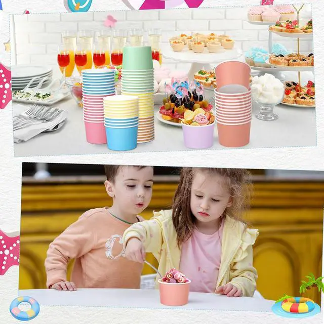 Alt view image 7 of 7 - Kochorie 60 Pieces 8oz Paper Cups Disposable Ice Cream Bowls Solid Color Paper Dessert Yogurt Sundae Bowls Hot or Cold Food Containers for Birthday Baby Shower Summer Party Supplies (6 Pastel Color)