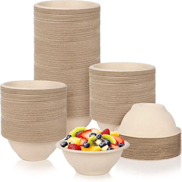 Main image of 100 Pcs 8 oz Compostable Bowls,Disposable Paper Bowls | Heavy-Duty Thick Natural Bagasse Bowls, Biodegradable Bowls for Salad, Sauce, Soup, Pasta and Dessert