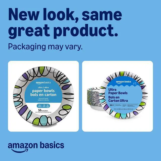 Alt view image 2 of 6 - Amazon Basics Ultra Disposable Paper Bowls, 20 Oz, Microwave Safe, Soak Proof, Strong & Sturdy, White, 50 Count, Packaging May Vary