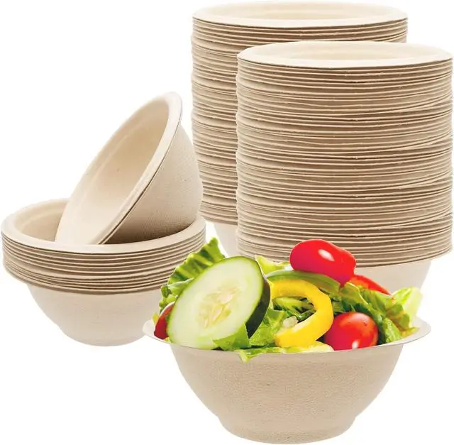 Main image of 100 Pack 8oz Compostable Paper Bowls,Heavy-Duty Disposable Natural Bagasse Bowls,Biodegradable Soup Bowls,Eco-Friendly,Heat Resistant,for Ice Cream,Salad,Soup,Snack,Dessert,Pasta,Hot or Cold Use