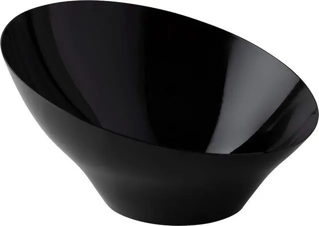 Main image of Plasticpro Disposable Angled Plastic Bowls Round Small Serving Bowls, Party Snack or Salad Bowl, Heavy Duty, Elegant Black, pack of 8