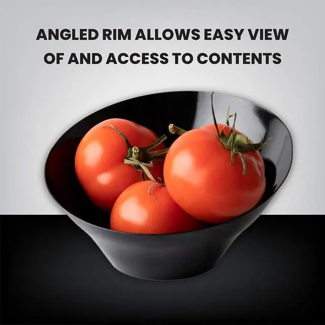 Alt view image 6 of 7 - Plasticpro Disposable Angled Plastic Bowls Round Small Serving Bowls, Party Snack or Salad Bowl, Heavy Duty, Elegant Black, pack of 8