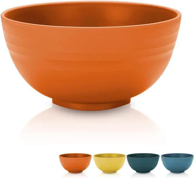 Main image of Kyraton Cereal Bowls 4 Pieces, Unbreakable And Reusable Light Weight Bowl For Rice Noodle Soup Snack Salad Fruit Dishwasher Safe, Microwave Safe BPA Free (Orange)