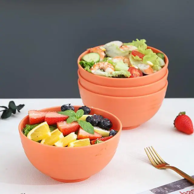 Alt view image 6 of 7 - Kyraton Cereal Bowls 4 Pieces, Unbreakable And Reusable Light Weight Bowl For Rice Noodle Soup Snack Salad Fruit Dishwasher Safe, Microwave Safe BPA Free (Orange)