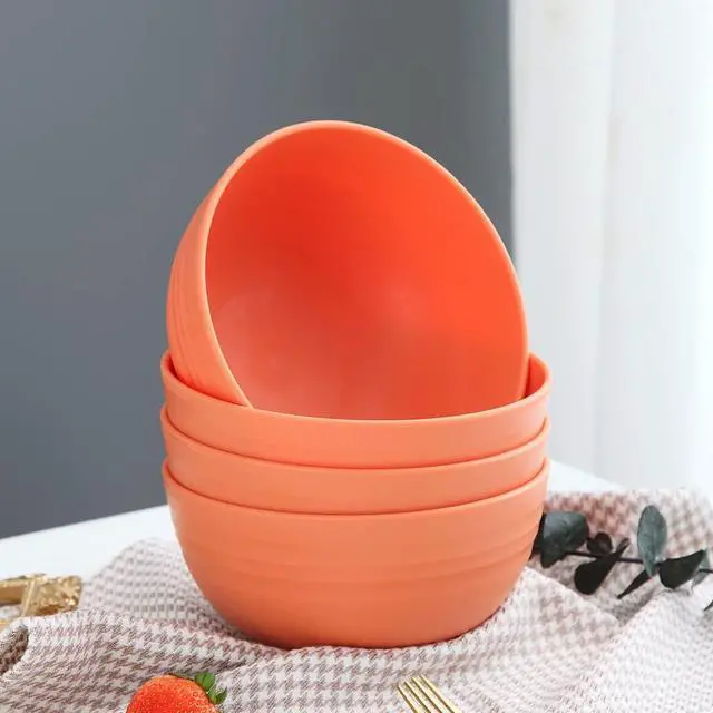 Alt view image 7 of 7 - Kyraton Cereal Bowls 4 Pieces, Unbreakable And Reusable Light Weight Bowl For Rice Noodle Soup Snack Salad Fruit Dishwasher Safe, Microwave Safe BPA Free (Orange)