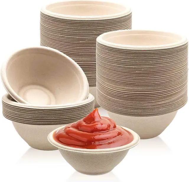 Main image of 100 Pack 8oz Compostable Paper Bowls,Natural Bagasse Bowls | Heavy-Duty Disposable,Biodegradable Soup Bowls for Salad,Soup,Ice Cream,Snack,Dessert,Pasta,Hot or Cold Use