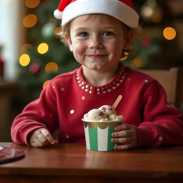 Alt view image 2 of 7 - Confettiville Paper Ice Cream Cups, 50-Count 9-Oz Disposable Dessert Bowls for Hot or Cold Food, 9-Ounce Christmas Party Supplies Treat Cups, Red and Green Stripes, Scalloped Gold Foil