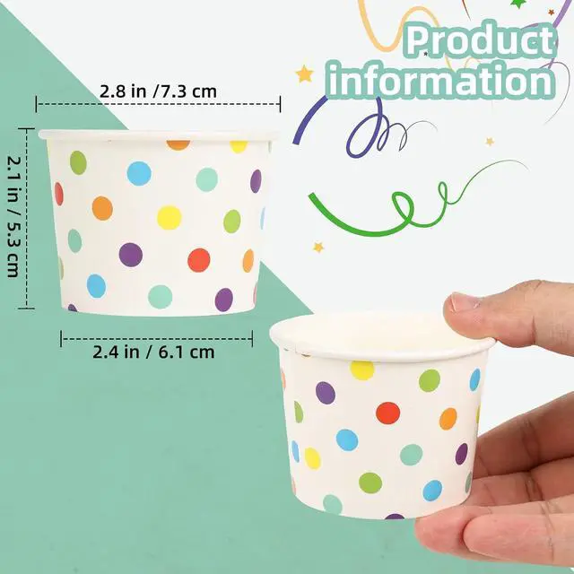 Alt view image 2 of 6 - Paper Ice Cream Cups, 4 Oz, 50 Pack, Disposable Dessert Bowls for Hot Cold Foods, Paper Cups for Sundae, Frozen Yogurt, Soup
