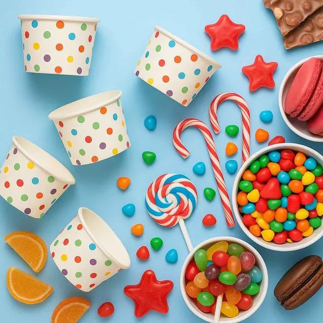 Alt view image 4 of 6 - Paper Ice Cream Cups, 4 Oz, 50 Pack, Disposable Dessert Bowls for Hot Cold Foods, Paper Cups for Sundae, Frozen Yogurt, Soup