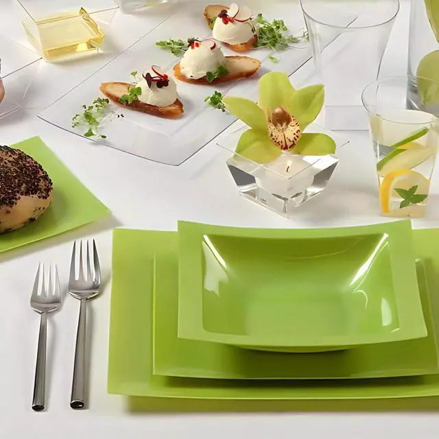 Alt view image 3 of 5 - Lillian Tablesettings Clear Plastic Square Bowls, 8 oz Small Disposable Serving Bowls for Appetizers, Desserts & Dips, Heavyweight BPA-Free, 20 Count (3.5 x 3.5 in)
