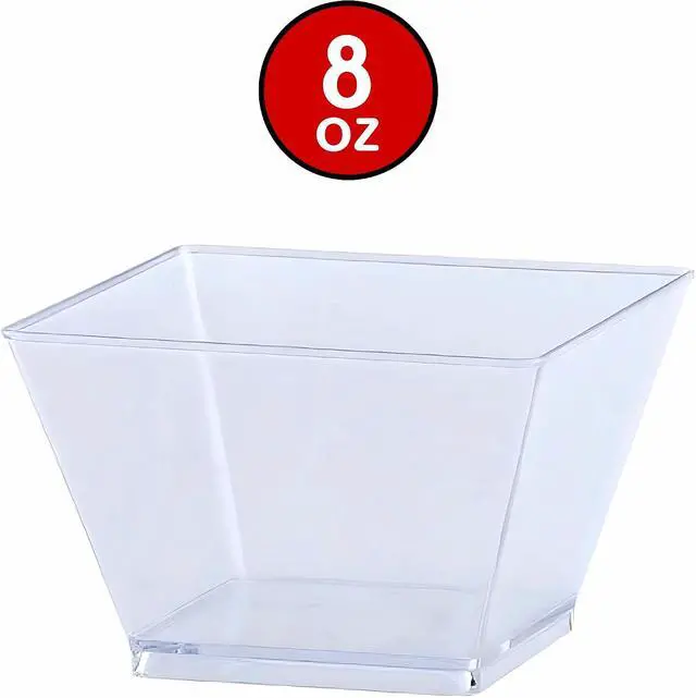 Alt view image 5 of 5 - Lillian Tablesettings Clear Plastic Square Bowls, 8 oz Small Disposable Serving Bowls for Appetizers, Desserts & Dips, Heavyweight BPA-Free, 20 Count (3.5 x 3.5 in)