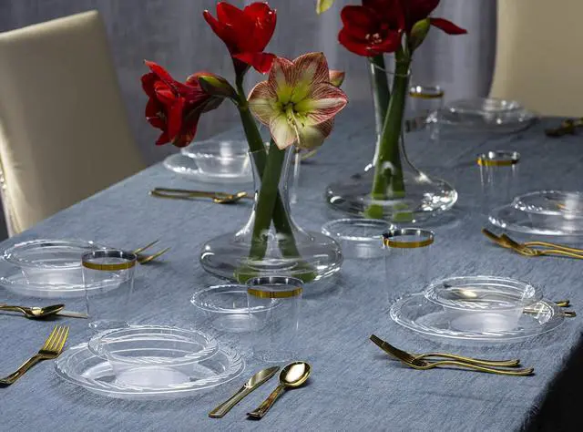 Alt view image 6 of 7 - PLASTICPRO 6'' inch Premium Crystal Clear Disposable Plastic Dessert Size Party Plate Pack of 40