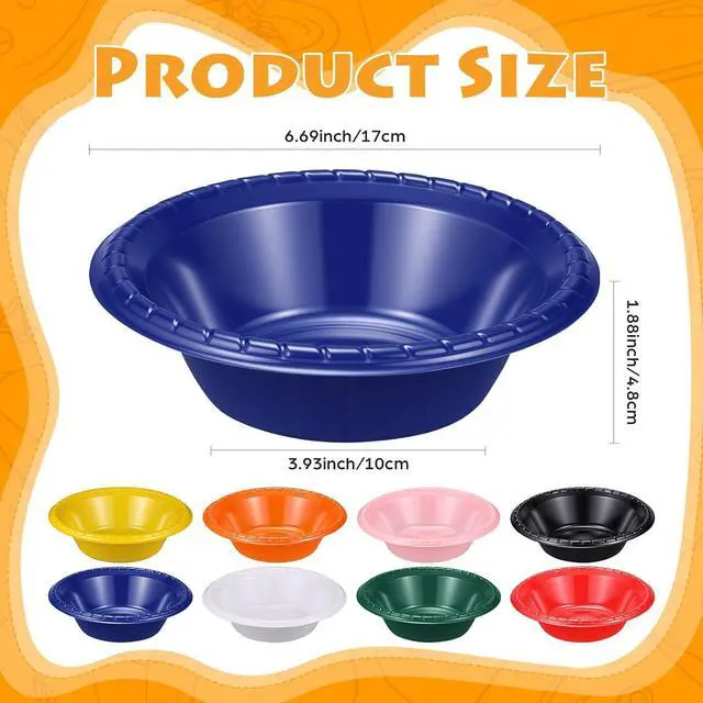 Alt view image 2 of 7 - 24 Pack 16oz Blue Disposable Plastic Bowls Dessert, Ice Cream, Salad, Soup Serving Cups for Party, Picnic, Food Snacks (Blue)