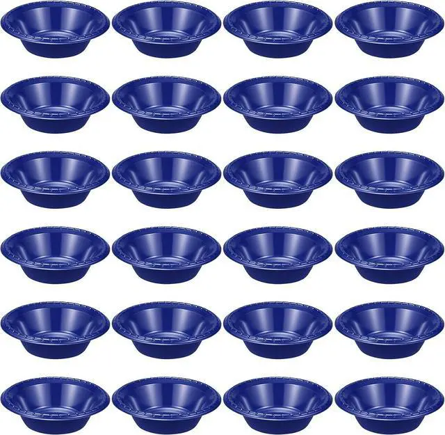 Main image of 24 Pack 16oz Blue Disposable Plastic Bowls Dessert, Ice Cream, Salad, Soup Serving Cups for Party, Picnic, Food Snacks (Blue)