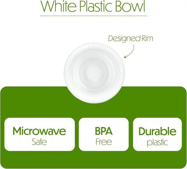 Alt view image 6 of 7 - PLASTICPRO 100 PCS White Plastic Bowls 5 oz Premium Quality Light Weight Dishes Disposable Small Plastic Bowls for Dessert Appetizers Soups for Parties Weddings