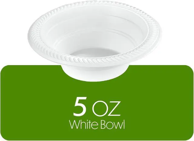 Alt view image 5 of 7 - PLASTICPRO 100 PCS White Plastic Bowls 5 oz Premium Quality Light Weight Dishes Disposable Small Plastic Bowls for Dessert Appetizers Soups for Parties Weddings