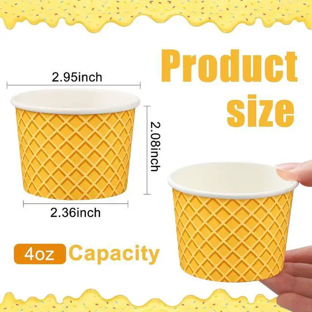 Alt view image 2 of 7 - 50 Pcs Paper Ice Cream Cups 4oz Ice Cream Disposable Dessert Bowls Small Treat Snack Bowls for Sundae Frozen Yogurt Soup Hot or Cold Food Containers Party Supplies